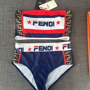 FENDI Two piece strapless sport bathing suit.